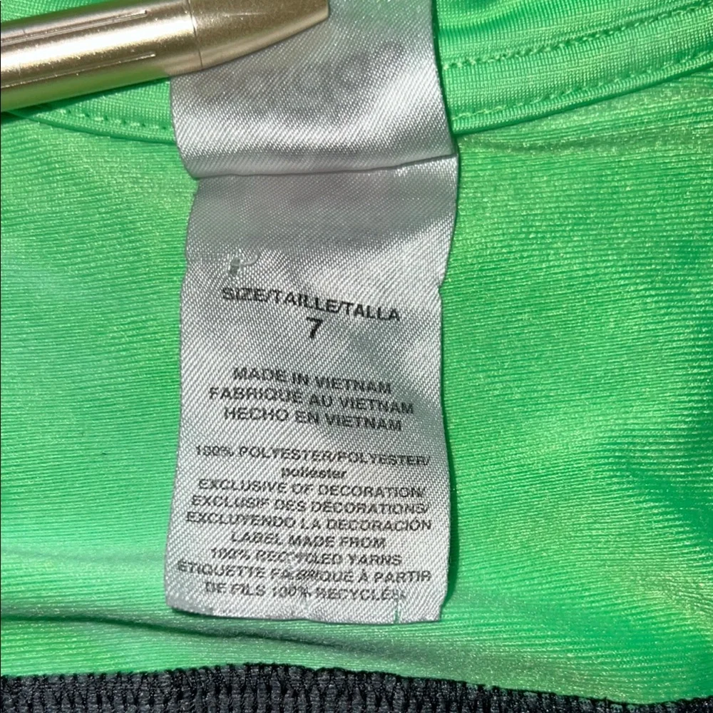 Adidas Boys Size 7 Colorblock Track Jacket Neon Green Gray Black Full Zip